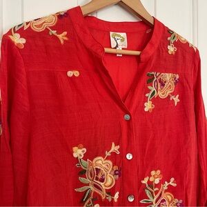 Fig and Flower Anthropologie Embroidered Shirt floral flowers casual dress